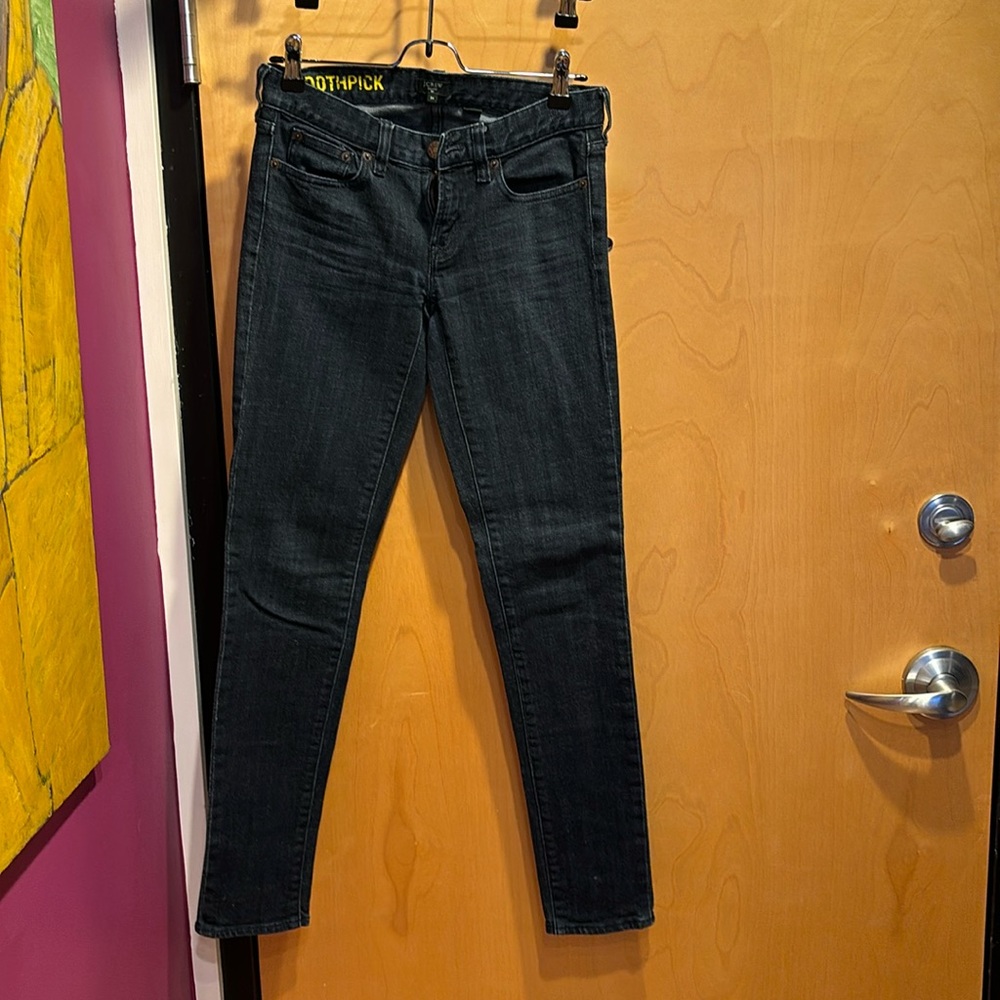 Dark wash toothpick denim jeans